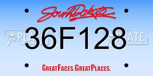 36F128 South Dakota License Plate