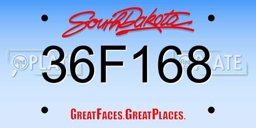 36F168 South Dakota License Plate