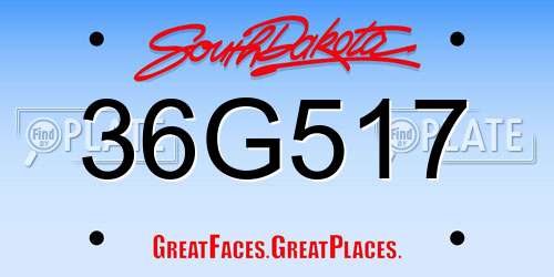 36G517 South Dakota License Plate