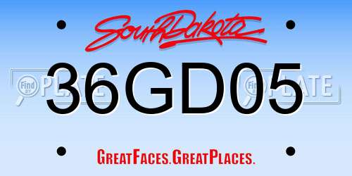 36GD05 South Dakota License Plate