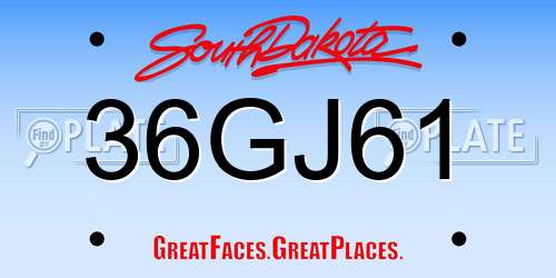 36GJ61 South Dakota License Plate