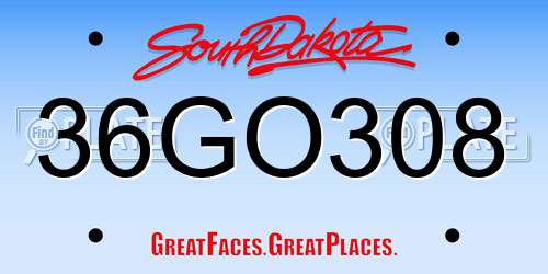 36GO308 South Dakota License Plate
