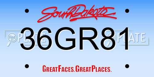 36GR81 South Dakota License Plate