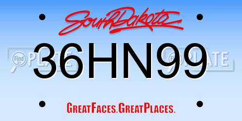36HN99 South Dakota License Plate