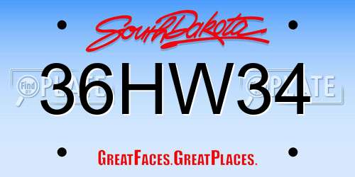 36HW34 South Dakota License Plate