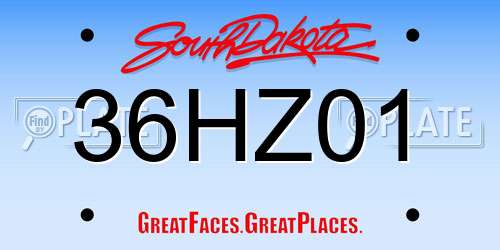36HZ01 South Dakota License Plate