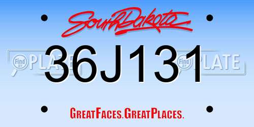 36J131 South Dakota License Plate