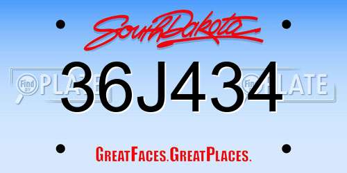 36J434 South Dakota License Plate