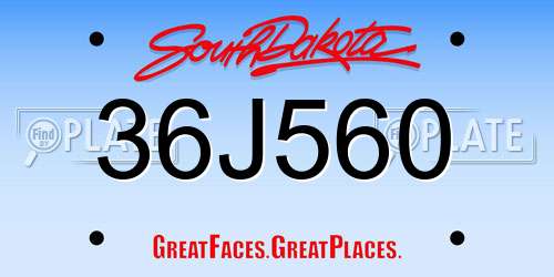 36J560 South Dakota License Plate