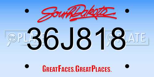 36J818 South Dakota License Plate