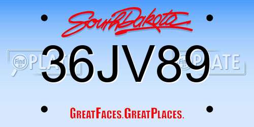 36JV89 South Dakota License Plate