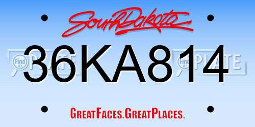 36KA814 South Dakota License Plate