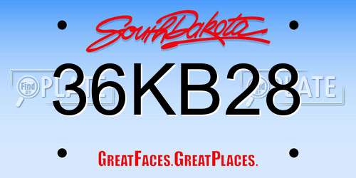 36KB28 South Dakota License Plate