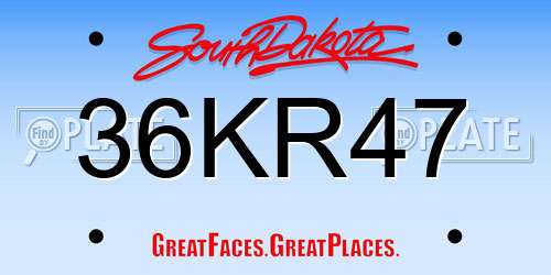 36KR47 South Dakota License Plate