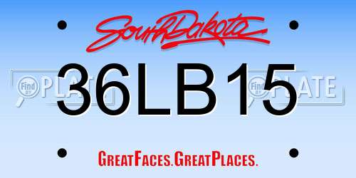 36LB15 South Dakota License Plate