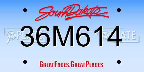 36M614 South Dakota License Plate