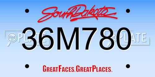 36M780 South Dakota License Plate