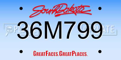 36M799 South Dakota License Plate