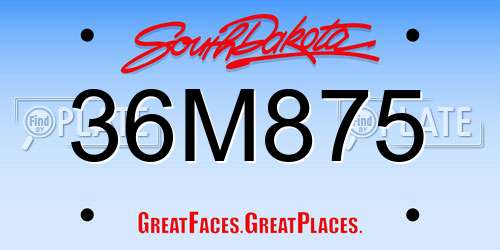 36M875 South Dakota License Plate