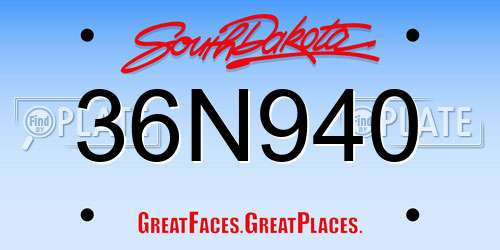 36N940 South Dakota License Plate
