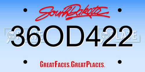 36OD422 South Dakota License Plate