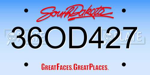 36OD427 South Dakota License Plate