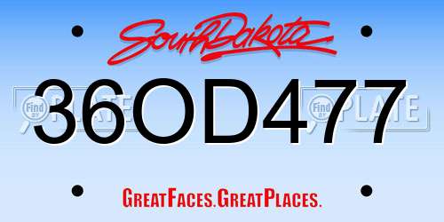 36OD477 South Dakota License Plate