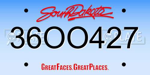 36OO427 South Dakota License Plate