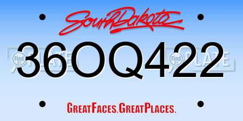 36OQ422 South Dakota License Plate