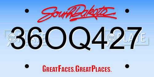36OQ427 South Dakota License Plate