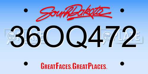 36OQ472 South Dakota License Plate