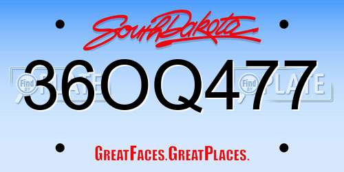 36OQ477 South Dakota License Plate