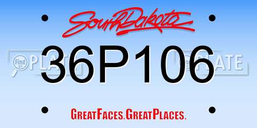 36P106 South Dakota License Plate