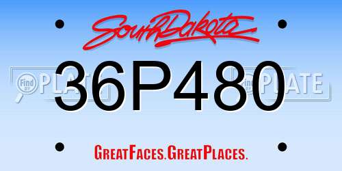 36P480 South Dakota License Plate