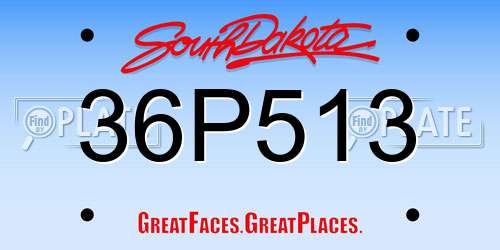 36P513 South Dakota License Plate