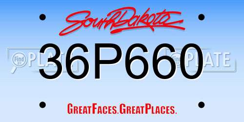 36P660 South Dakota License Plate