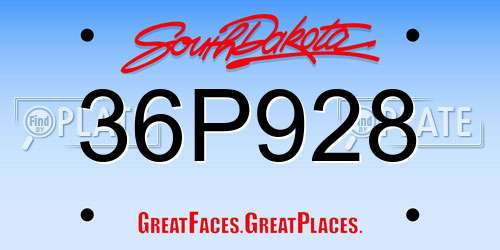 36P928 South Dakota License Plate