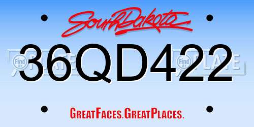 36QD422 South Dakota License Plate