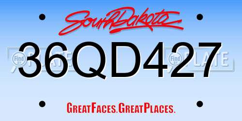 36QD427 South Dakota License Plate