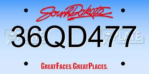 36QD477 South Dakota License Plate