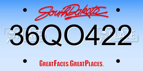 36QO422 South Dakota License Plate