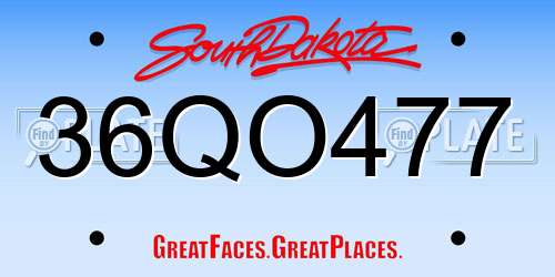 36QO477 South Dakota License Plate