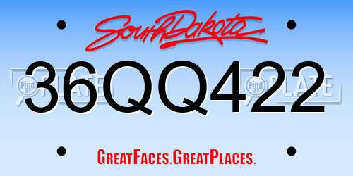 36QQ422 South Dakota License Plate
