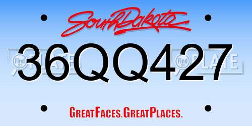 36QQ427 South Dakota License Plate