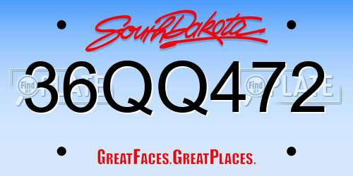 36QQ472 South Dakota License Plate