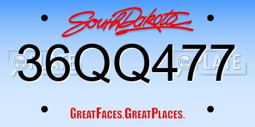 36QQ477 South Dakota License Plate