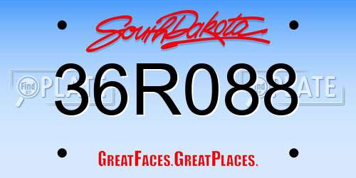 36R088 South Dakota License Plate