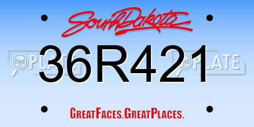 36R421 South Dakota License Plate