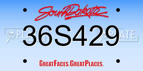 36S429 South Dakota License Plate