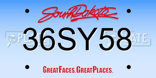 36SY58 South Dakota License Plate